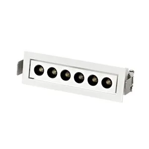 New Arrival Rectangle Fixed Grille Lamp 4.5W 9W 18W LED Grille Light Recessed Anti-Glare 6 Heads Strip Downlight Grille Light