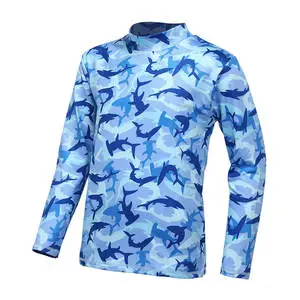 Long Sleeve Breathable Quick Dry Sun Protective Lightweight Outdoor Hiking Men T Shirts Custom Polyester UPF50 Fishing