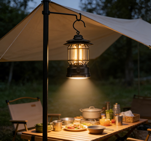 Portable Rechargeable Retro Camping Lantern Waterproof Dimmable Tent Light for Outdoor Hiking Garden Emergency