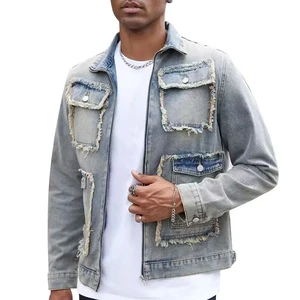 Men's Casual Wear Denim Jackets for Men and 100% Cotton Original Button Denim Work Stitch Slim Fit Denim Jackets Wholesale