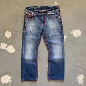 High Quality Vintage Men's Slim Coated Mid Waist Straight Denim Pants Slight Stretchy Pockets Wide Leg Trousers Long Jeans