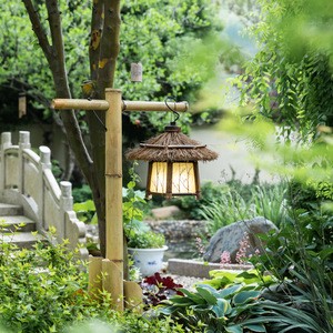 Japanese Eco-Friendly Bamboo Lantern Hanging Indoor/Outdoor Chinese Tea House Corridor Art Landscape Lamps Restaurant Garden