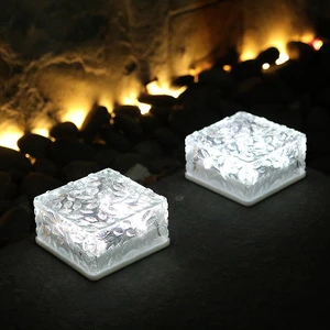 Square Solar Ice Brick Buried Lamp Cube With LED Light Warm Automatic Lighting 1.2v 1w 6LED Lights Garden Outdoor Pathway