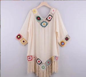 Tassel Beach Cover up Dress Sexy Long Pareos Bikinis Cover Ups Swim Cover up Robe Plage Beachwear 2024