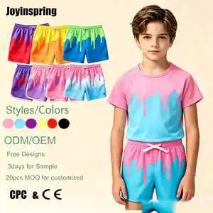 Custom Vibrant Color Drip Designs Shorts Dad And Son Shorts 100% Micro Stretch Polyester Matching Outfits Swim Trunks