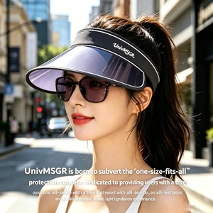 Purple Transparent Plastic Wide Brim Shell Cap Ponytail Summer Beach Outdoor Golf Ladies UV Protection Sun Shield Visor