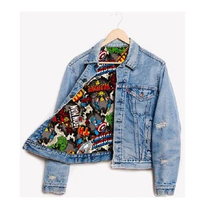 Custom Men Winter Embroidery Patches Denim Jacket Casual Warm Trucker Punk Jeans Coat Outwear jean jacket with patches