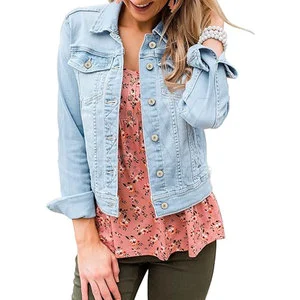 Custom Design Women's Denim Jackets Long Breathable Jeans for Winter Low MOQ Denim Jackets