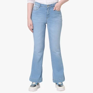 Professional Made New Design Women's Straight Jeans Pant Spring Casual Wear 100% Cotton Plaid Pattern Eco-Friendly