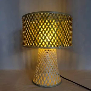 Electric Mushroom-shaped Bamboo Table Lamp with 5000K Daylight