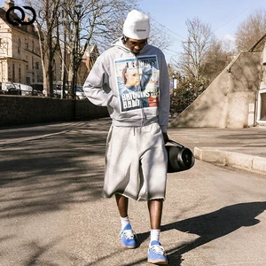 Custom Baggy Sweat Shorts Men Raw Hem Loose Wide Leg 7 Inch Shorts Streetwear Gradual Wash Casual Fashion Athletic Bottoms OEM