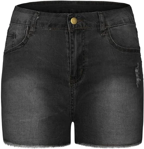 Wholesale Stylish Women Denim Shorts High Waist Super Distressed Custom Waterproof Breathable Colored Wash Casual Wear