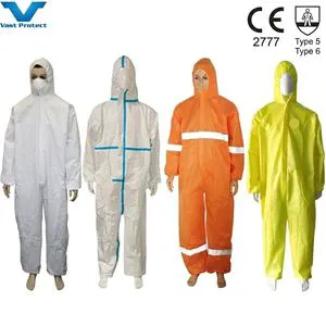 CE Certified Factory Industrial Safety Cat3 Type 5/6 Protective Disposable Coverall PP/PE Microporous Breathable Suit