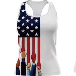 Plus Size Women Sublimation Printed Tank Tops Summer Top Vest Oversized Loose Fit Sleeveless Sublimated