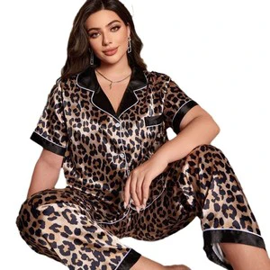 Ladies' New Plus Size Suit Two-piece Short-sleeved Trousers, Home Clothes and European-size Women's Pajamas