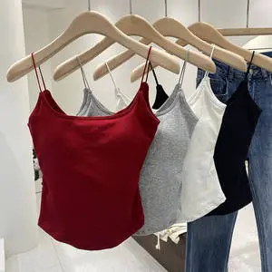 Women's Camisole Summer Vest Fixed Beauty Back Womens Tops One Cup Seamless Cotton Wrap Chest Sleeveless Streetwear Camisoles