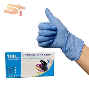 SIKE 100% Nitrile Disposable Safety Gloves Blue 9 Inches 3mil 4 Mil 5mil Coating Anti-Cut Anti-Impact for Spa Tattoo Grip