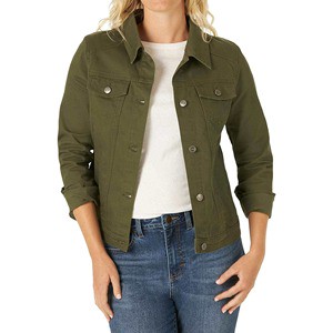Women's Casual Cotton Denim Blouson Long Sleeve Street Wear Plus Size Finished Eco-Friendly Breathable Vintage Front Pocket