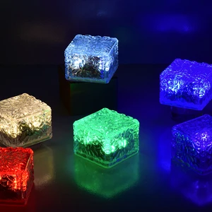 4 Led RGB Solar Powered Recessed Outdoor IP65 Waterproof Ice Cubes Lamp Crystal Brick Light Deck Pool Garden Street Floor Wall