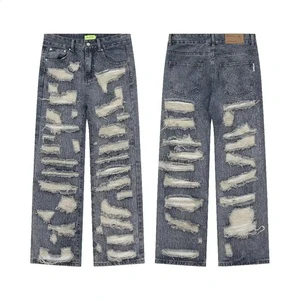 Gingtto Wholesale Men Casual Trousers Slim Fit Ripped Mens Designers Selvedge Denim Jeans Pants