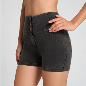 Factory Customization Women's High Stretch Denim Shorts Butt Lift Elastic Waist Four-Way Stretch Breathable Sexy Jeans
