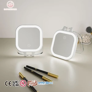 Travel Portable 10x Magnifying Pocket Small Make Up Hand Custom Logo Makeup Mini Cute Folding Compact Mirror With Led Light