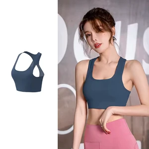New Design Summer Female Sports Bra with Removable Pads Custom U Neck Fitness Clothing for Gym Workout Women's Yoga Tops