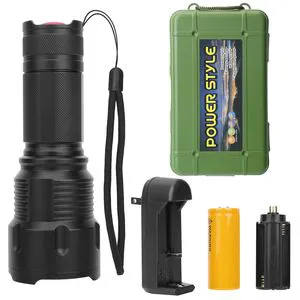 Rechargeable Zoomable LED Aluminum Alloy Black Torch Portable Flashlight Model D0100HP17DA