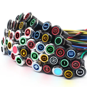 FILN 12MM Indicator Light LED 180 Symbols Metal with Wire Car Dashboard Marine Truck Machinery Industrial Electrical Equipment