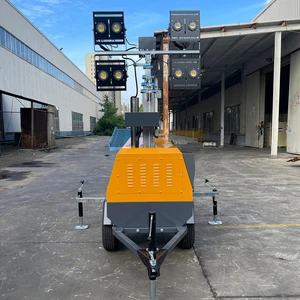 Portable 4*1000W 7M9m LED Light Tower DC AC Power 220v Diesel Fuel Road Building General Construction Night IP65 Rated Landscape