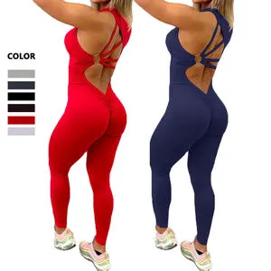 Gym Fitness Sets Bodysuits Workout Yoga Pants Sets Women's 1Piece Yoga Activewear Jumpsuits