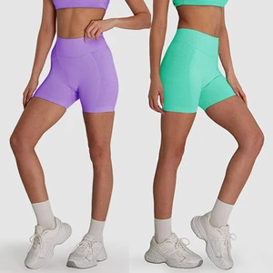 Oem Logo Yoga Shorts Women Sporty Yoga Biker Shorts Spandex Workout Athletic Shorts Running Women Yoga Tights High Waist