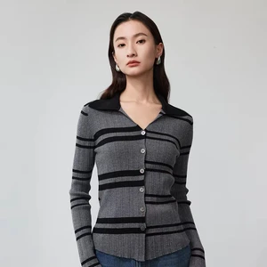 Manufacturers Autumn New Slim-Fit Knitted Cardigan Single-Breasted V Neck Casual Sweater Coat Top Stripes Thin Knitwear Shirt