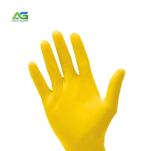 Hot Selling APEX Glove Yellow Custom Disposable Nitrile PPE Gloves Single-Use Powder Free Safety Medical XS-XL