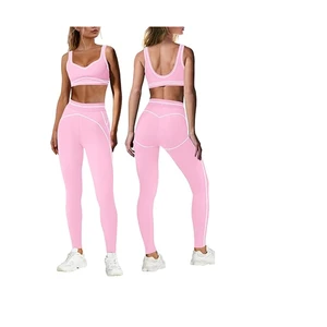 Womens 2 Piece Workout Sets Athletic Yoga Sets Pilates Gym Outfits Butt Lifting Leggings and Sports Bra 78% Nylon 22% Elastane