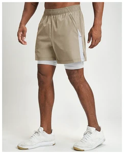 Fitness Color-block Lined Sports Shorts Hiking Bottoms