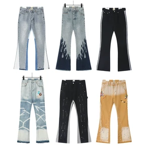 Jeans Stacked Jeans Painted Washed Galler Denim Logging Pants Men's Patchwork Baggy Y2K Jeans Flared Oversize Cargo Trousers