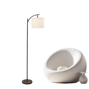 Modern LED Floor Lamp for Warehouse Small Iron Body with E27 Base Fabric Shade Collapsible Floor Standing Lamp