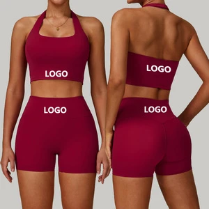 YMR-DD6116 Women's New Style Halter Neck Backless Sports Bra Sexy Breathable Quick Dry Shockproof Yoga Vest Plus Size Front