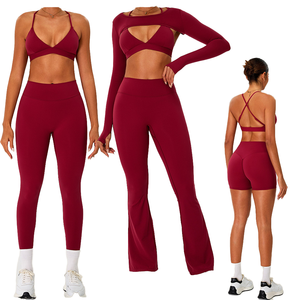 FH Solid-Color Women's Yoga Set High-Waisted Pants Quick-Dry Fitness Wear Breathable Lightweight Fashion Bra Sports Front
