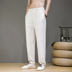 Casual Summer Loose Straight Leg Wide Leg Pants Lightweight Wister Mid Waist with Zipper Fly Closure