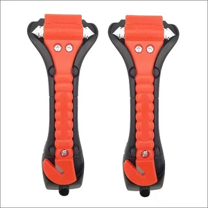 Car Safety Hammer with Protective Bracket, Bright Orange