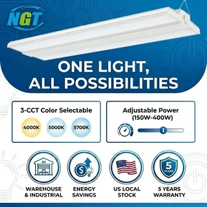 Highbay Light US Stock IP65 CCT Selection 150W 200W 240W 300W 400W 60000Lm Warehouse Shop Linear LED High Bay Light 0-10V DIM