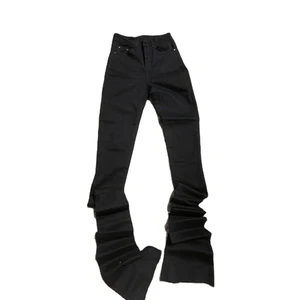 Edge Denim Streetwear Distressed Loose Long Skinny Black Stacked Jeans Pants Men