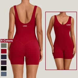 Custom Sport Yoga Jumpsuit Women Tight-Fitting Seamed V-cut Back Yoga Fitness Gym Fitness Workout Sport Bodysuit Sports Jumpsuit