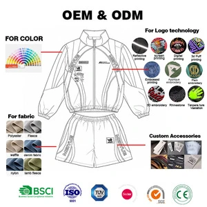 Custom OEM ODM Clothing Supplier Lightweight Summer Tracksuit Windproof Windbreaker Jacket And Short Set For Influencer Brand
