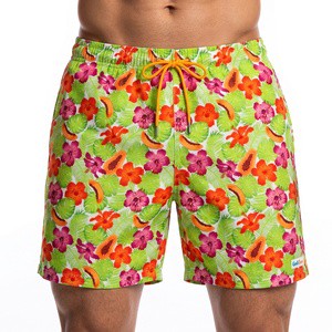 2026 Custom Summer Vacation Men's Tropical Floral Print Swim Shorts UPF 50+ Sun Protection Surf Board Trunks