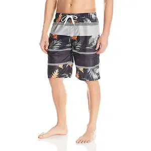 Men's Beach Board Shorts Floral Print Canvas Swim Trunks Quick Dry Casual Swimwear with Pockets Custom Logo