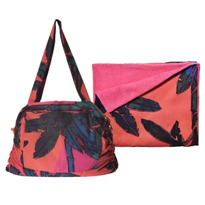 Customized 2-in-1 Beach Towel Bag Convertible Beach Blanket Open Convenient Multi-functional Embroidery Chains Decoration