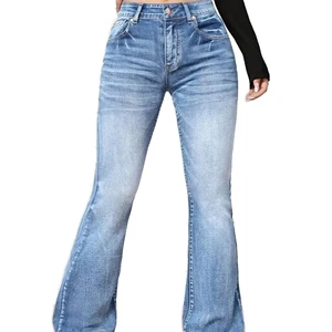 High Quality Boot Cut Jeans for Women ODM OEM Blue Denim Slim Flare Pants High Waist Elastic Skinny Jeans Breathable Streetwear